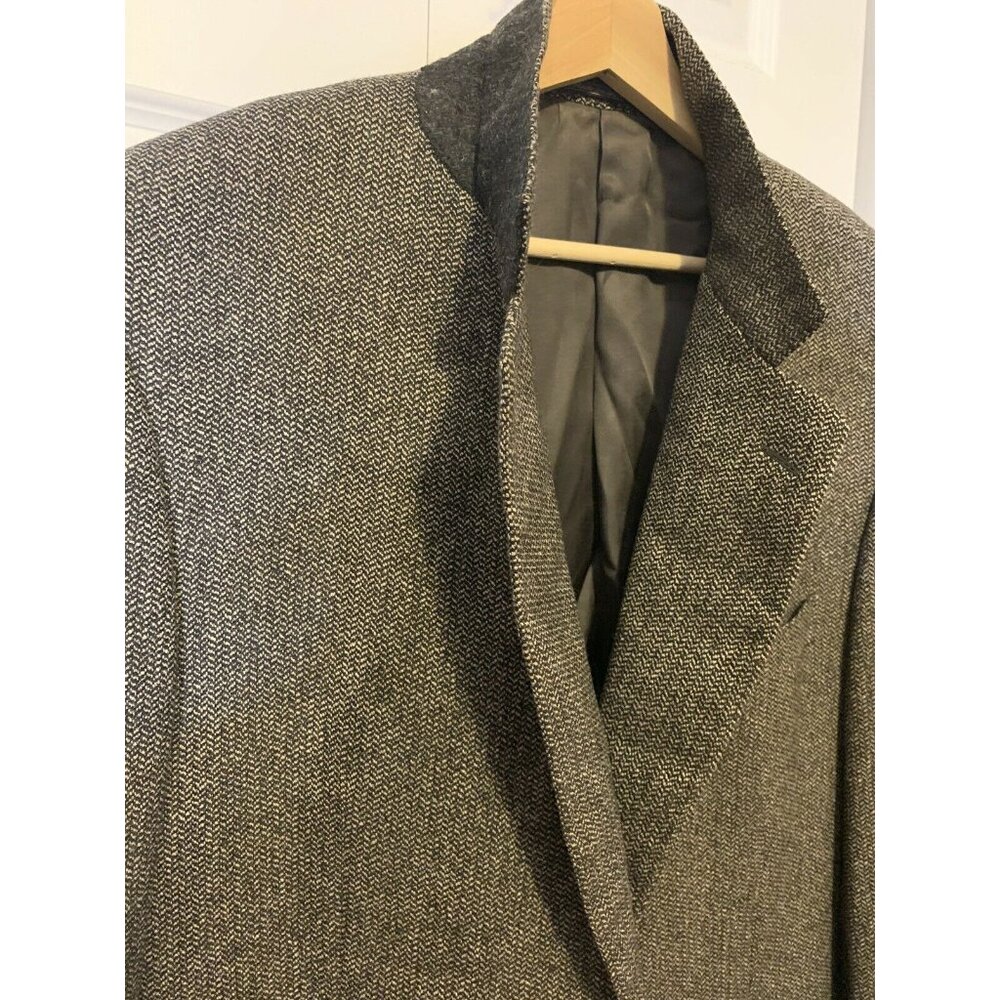 44R Ermenegildo Zegna CASHMERE Wool Blend Gray Plaid Sport‎ Coat Blazer